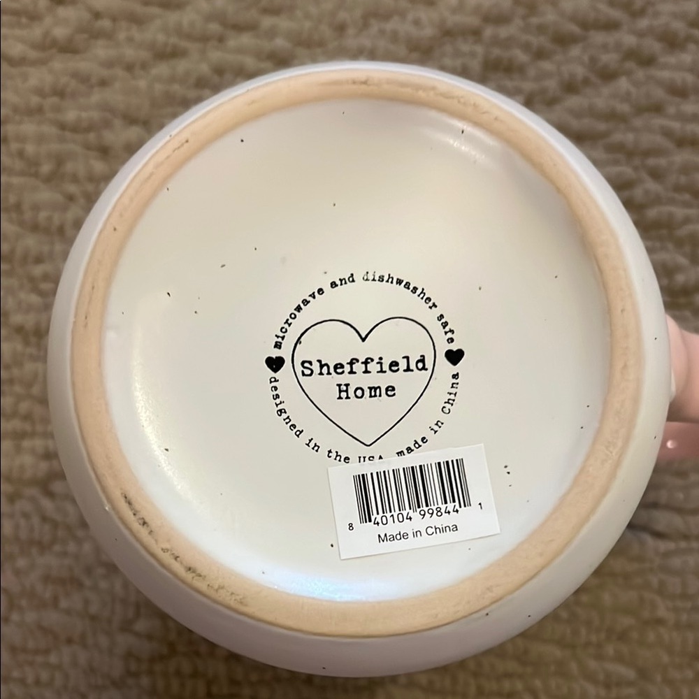 Heart Embossed White Mug with Pink Handle - Picture 3 of 3